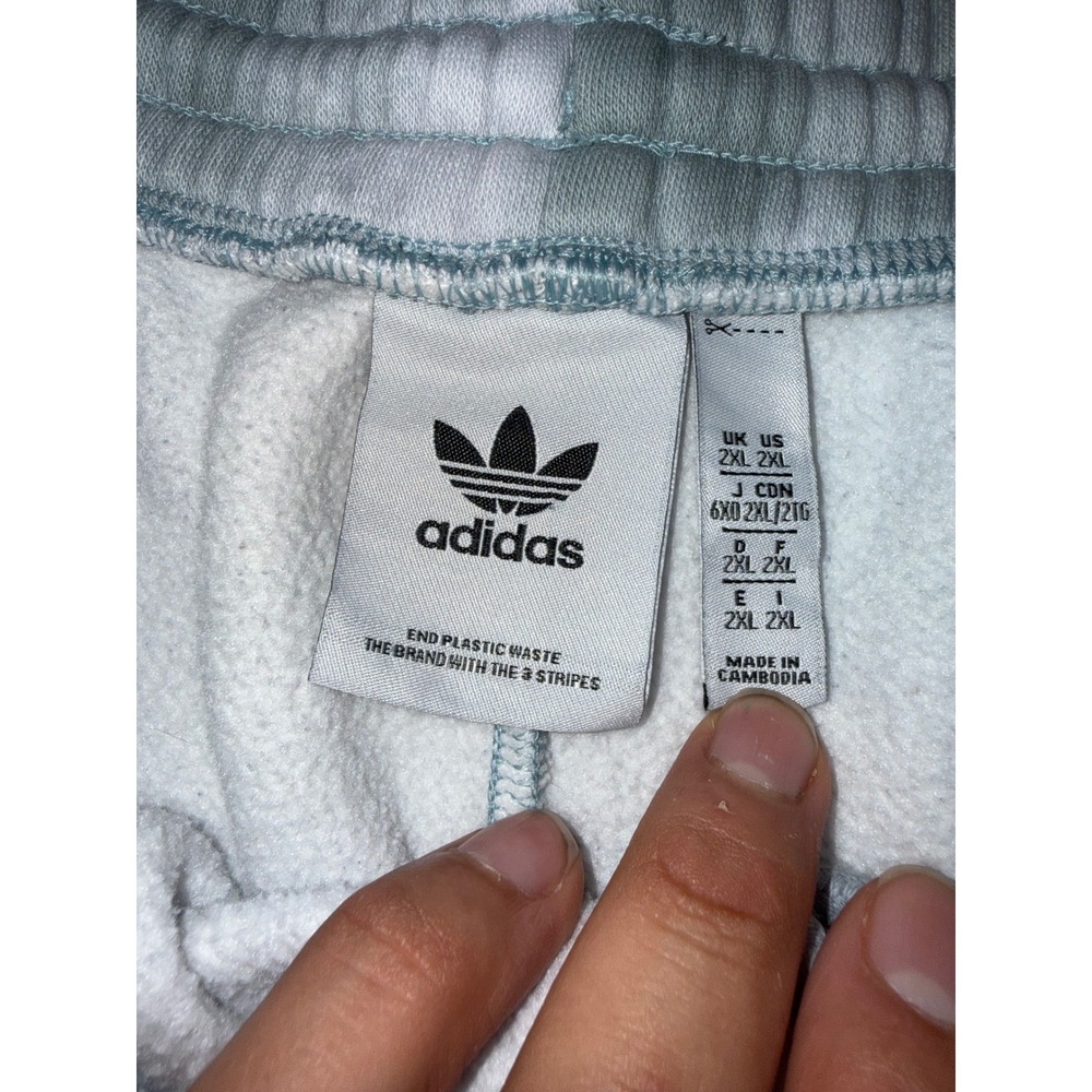 Adidas Originals Essentials Tie Dye Sweat Shorts Green White Trefoil Mens 2XL - Picture 2 of 6